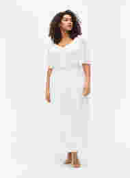 Robe longue drapée et à manches courtes, Bright White, Model