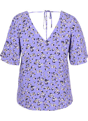 Blouse en viscose à fleurs avec détails dans le dos , Lilac Flower Print, Packshot image number 1