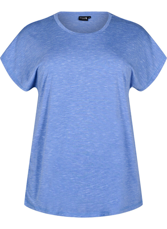 Losse workout T-shirt met korte mouwen, Blauw, Packshot image number 0