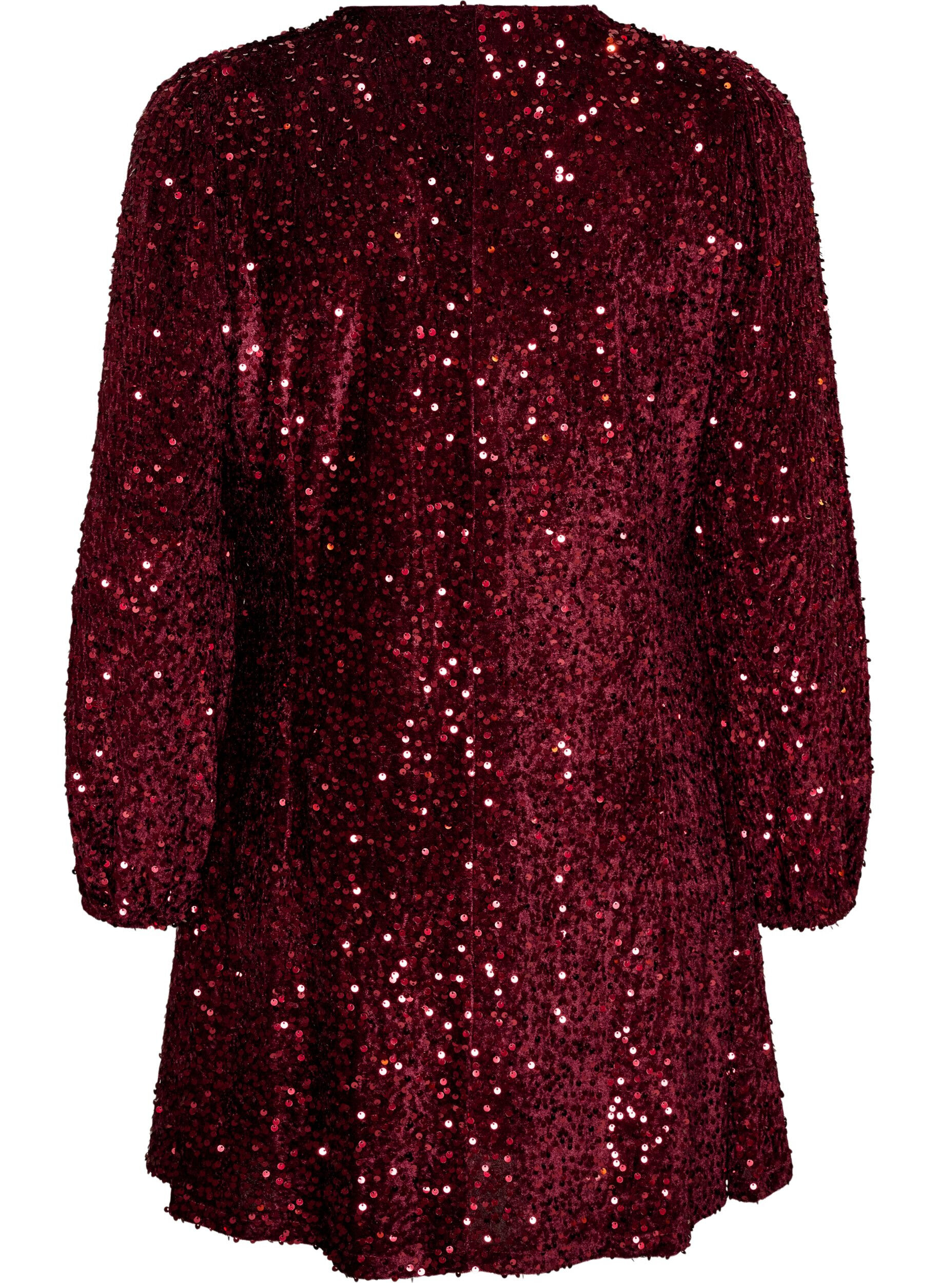 ZizziRobe courte en sequins &agrave; coupe trap&egrave;ze, Bordeaux, Packshot image number 1