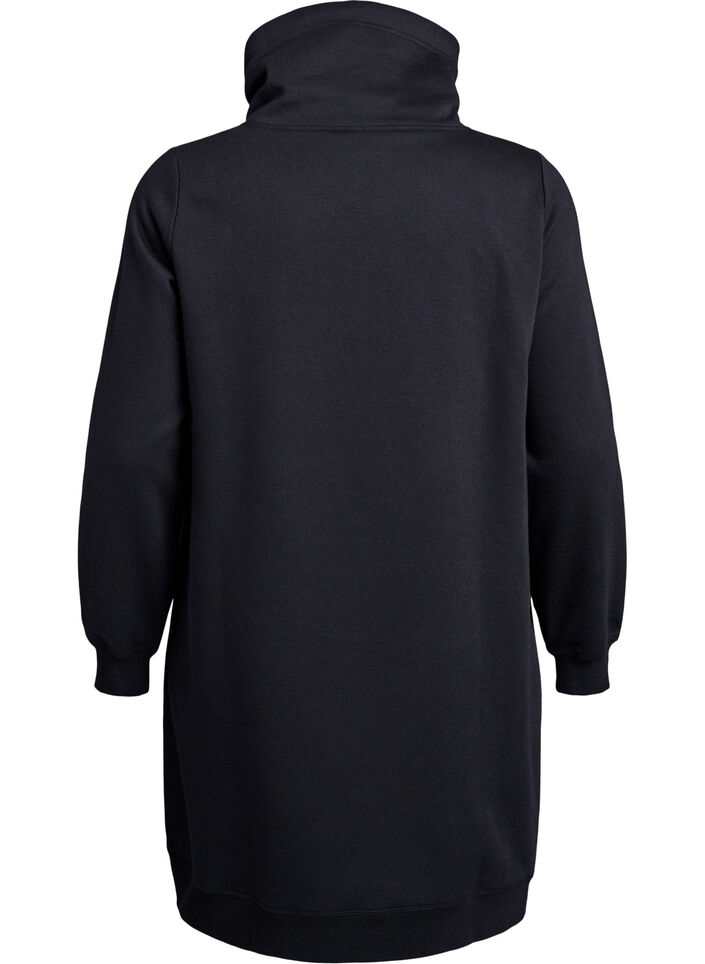 Robe sweat-shirt courte &agrave; col montant et poches, Noir, Packshot image number 1