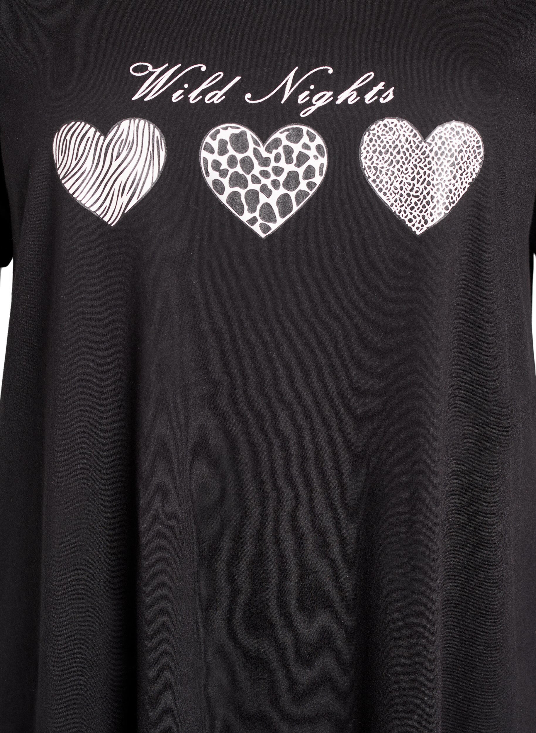 ZizziChemise de nuit &agrave; manches courtes en coton biologique, Noir, Packshot image number 2