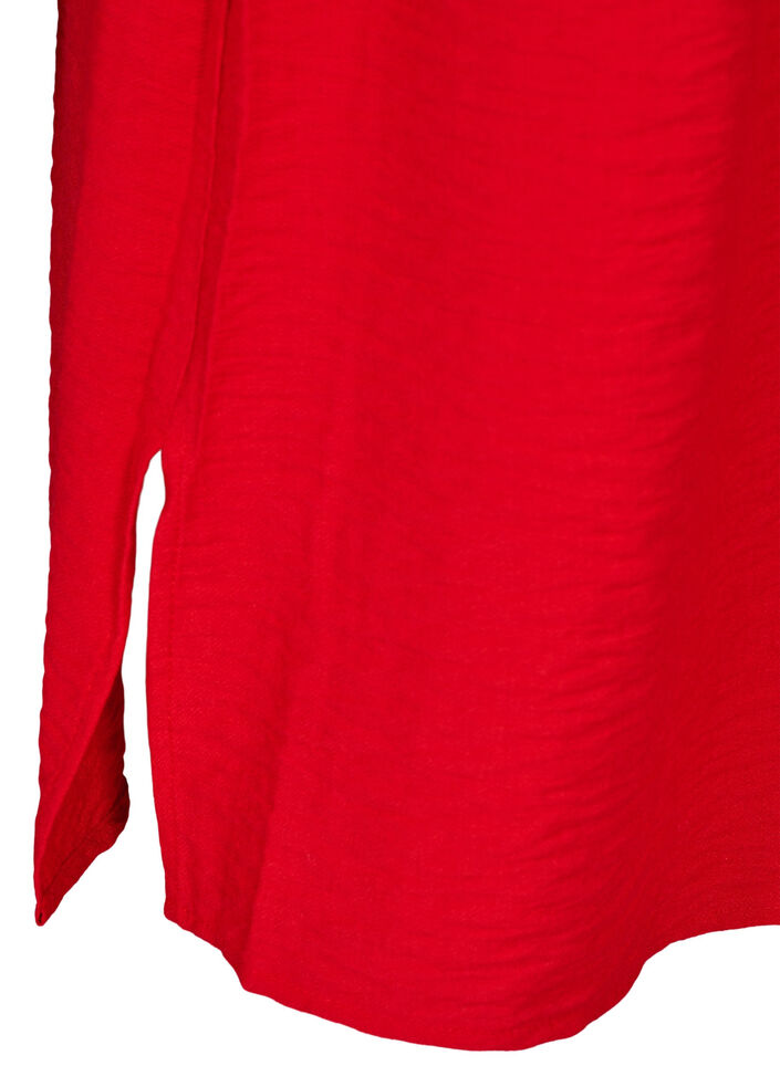Robe chemise avec ceinture nouée et manches longues, Rouge, Packshot image number 3