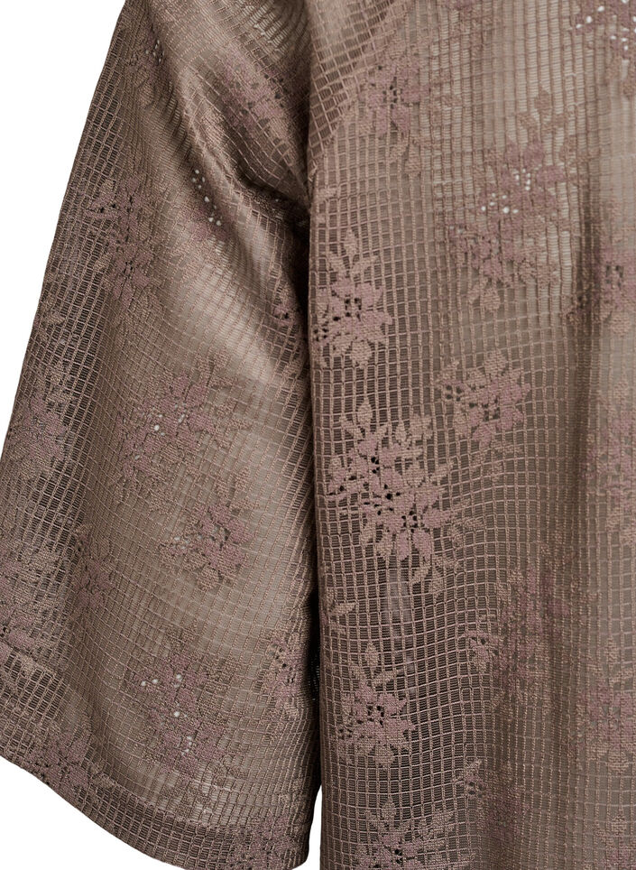 T-shirt en dentelle avec imprimé texte, Marron, Packshot image number 3