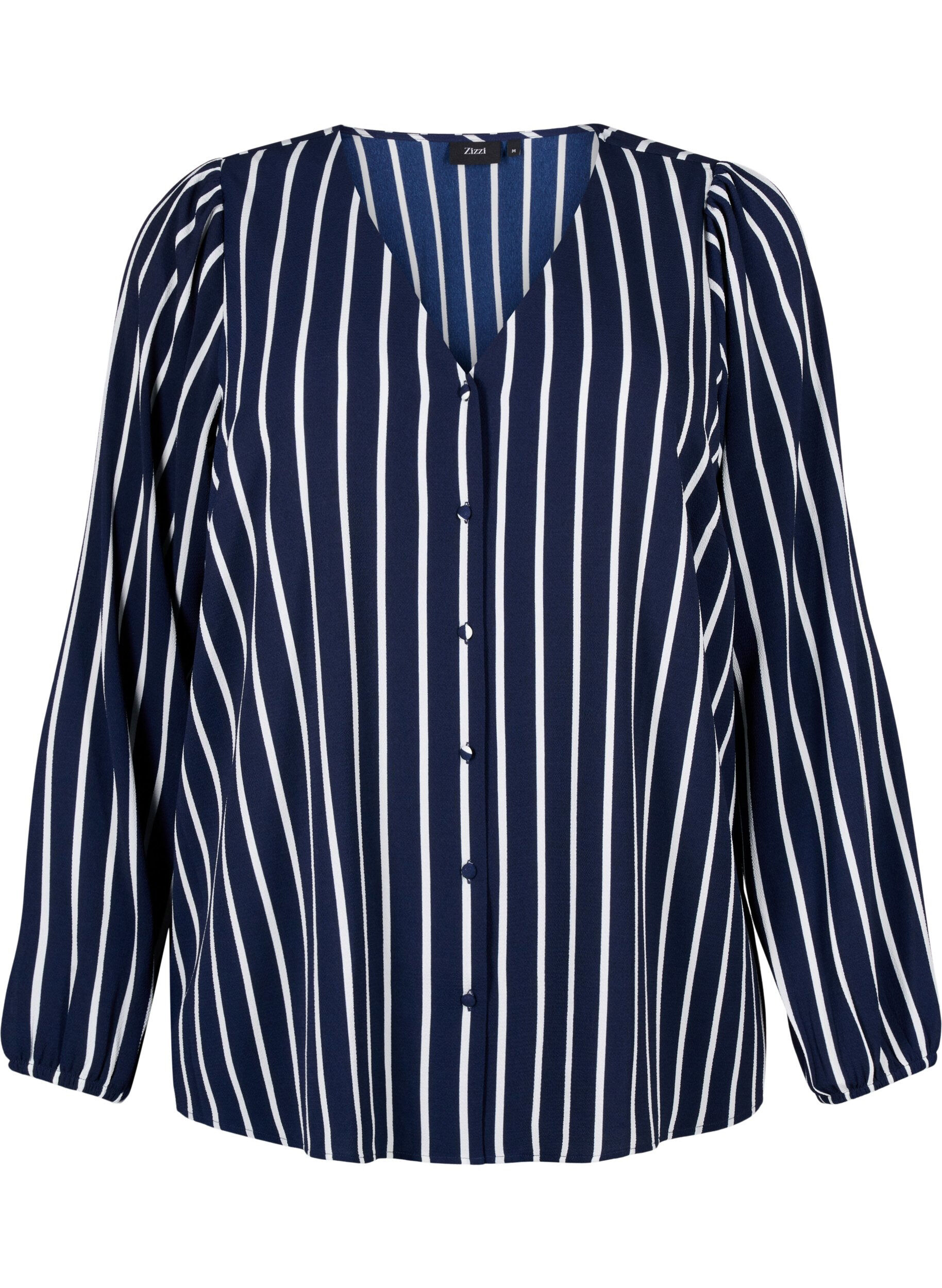 ZizziBlouse avec col en V et imprim&eacute;, Maritime Blue Stripe, Packshot image number 0
