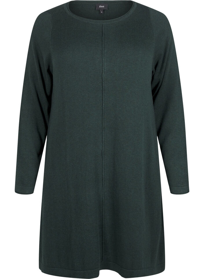 Robes tricot&eacute;es en m&eacute;lange coton-viscose, Vert, Packshot image number 0