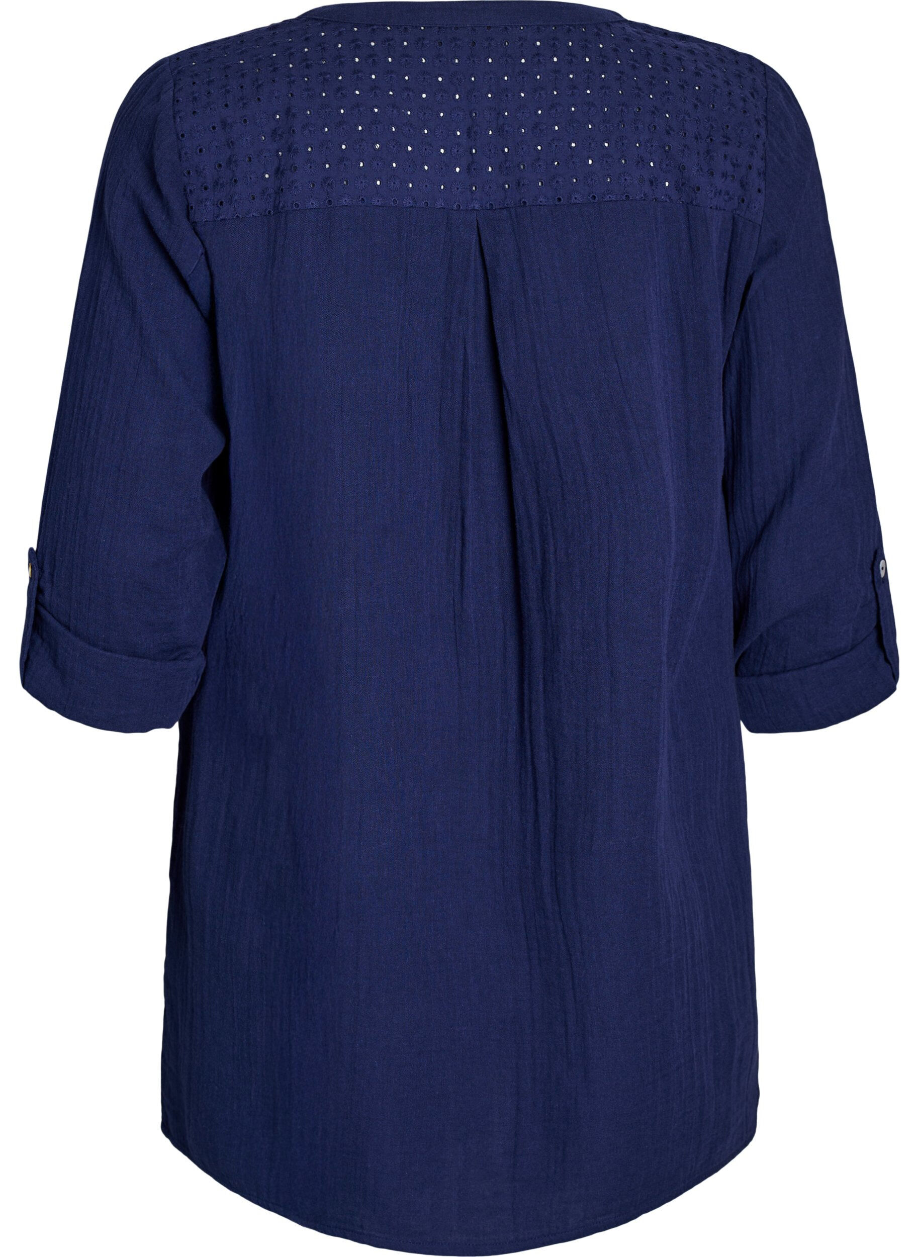 ZizziKatoenen mousseline tuniek met broderie anglaise, Blauw, Packshot image number 1