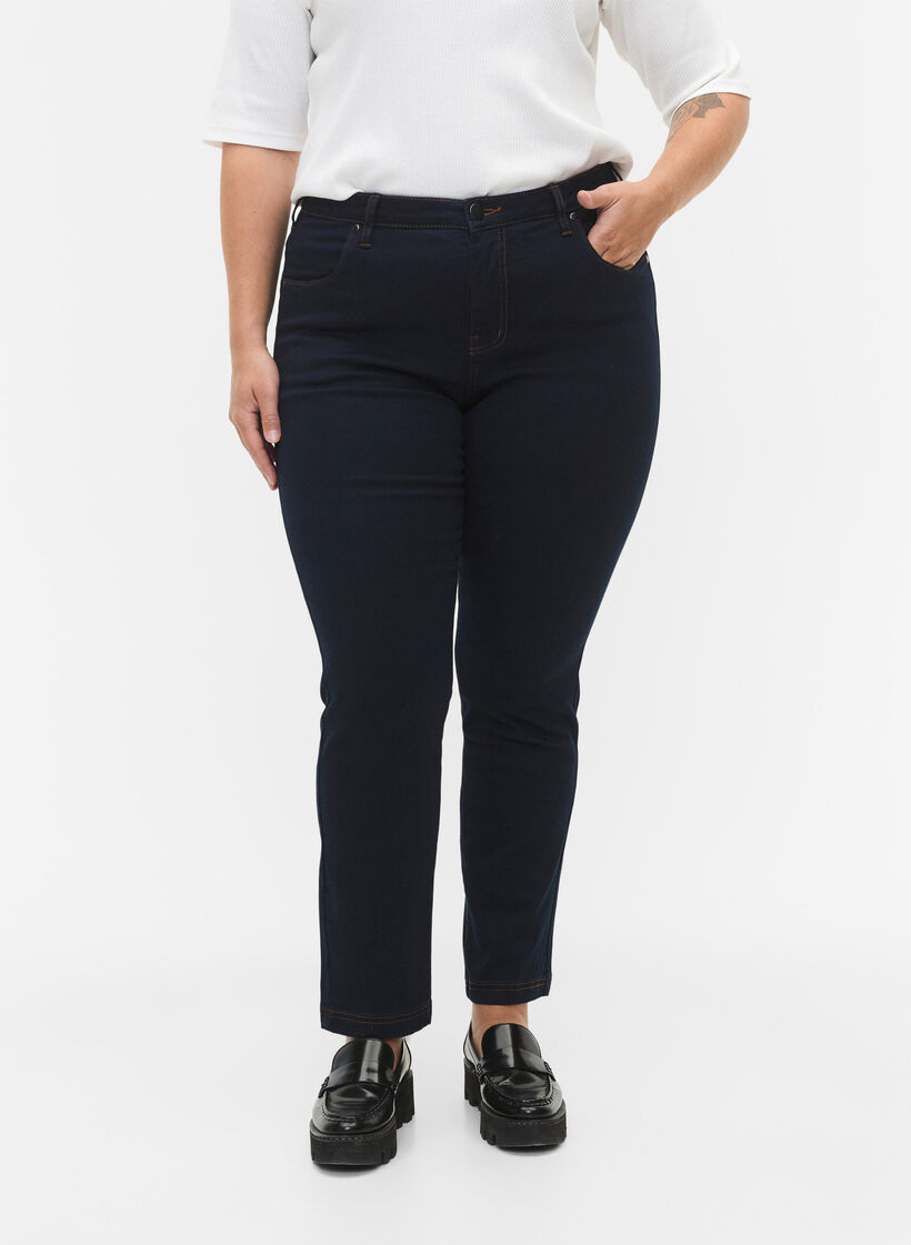 Jeans Emily Slim fit à taille régulière, Bleu, Model image number 2