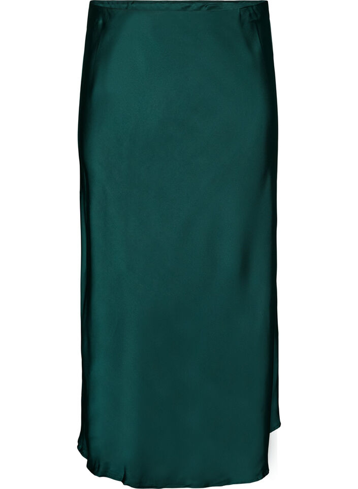 Jupe midi en satin, Vert fonc&eacute;, Packshot image number 0