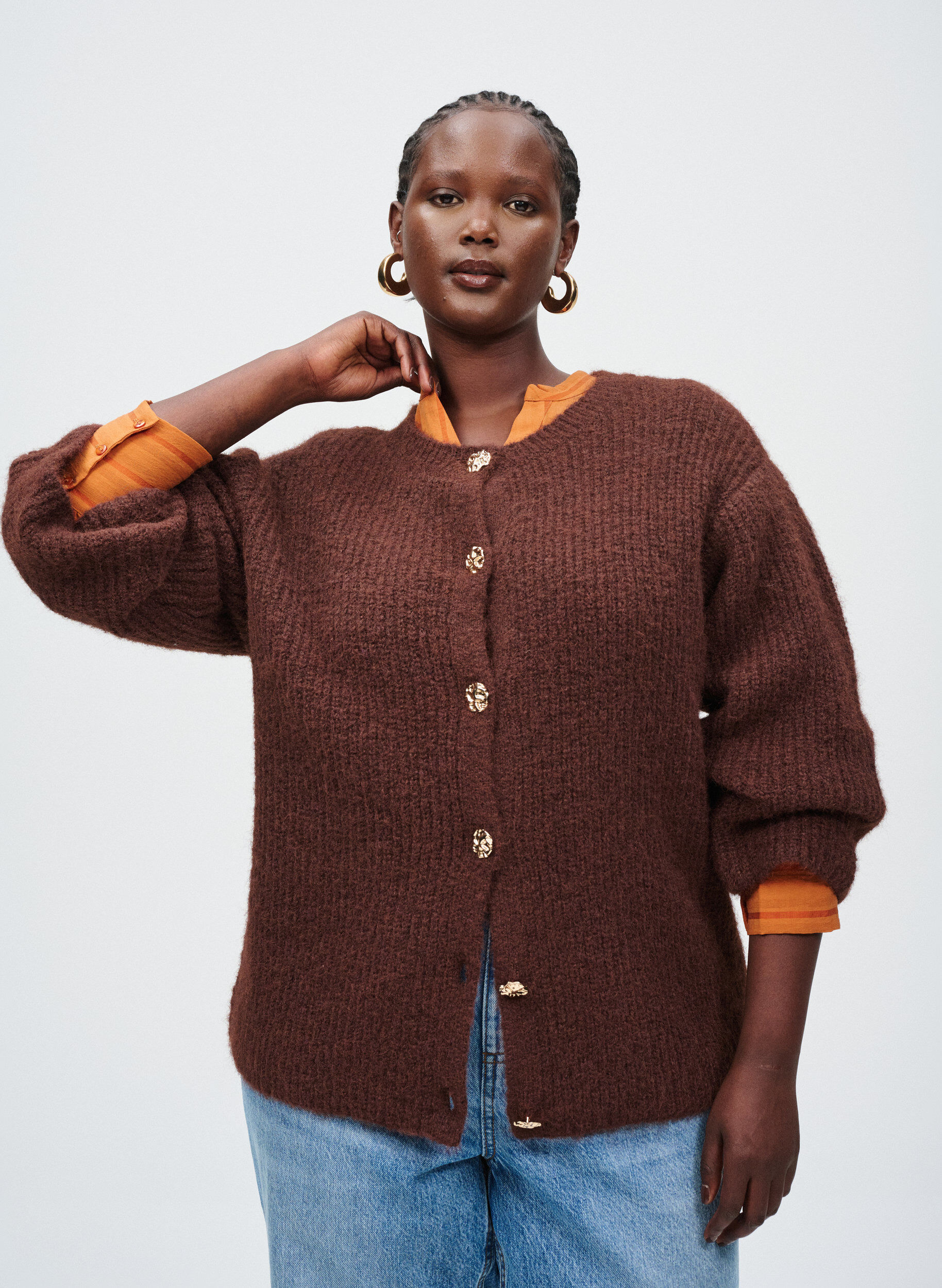 ZizziBlouse met verticale strepen, Oranje, Image image number 0