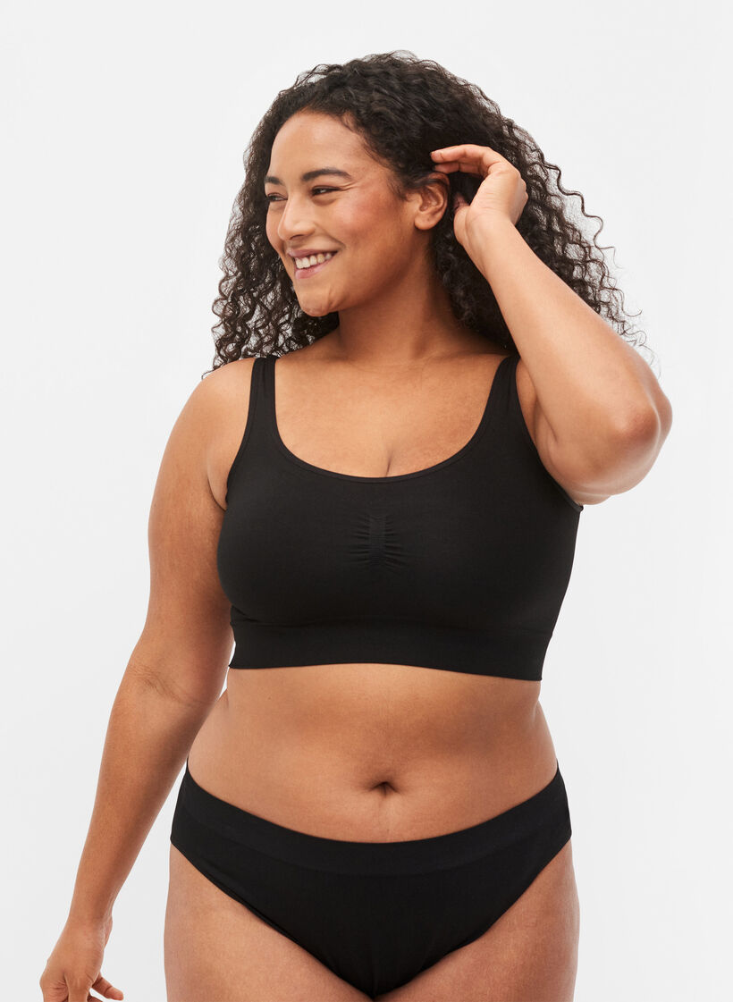 Soutien-gorge souple sans rembourrage, Noir, Model image number 1