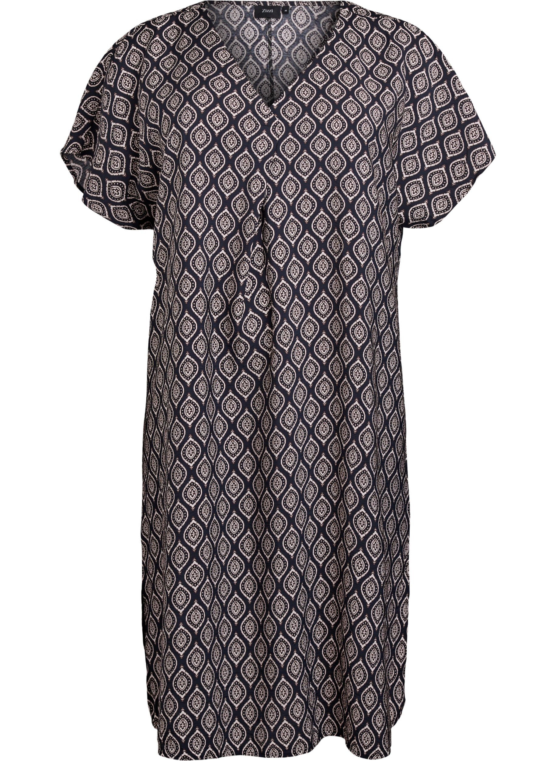 Jurk met V-hals van viscose
