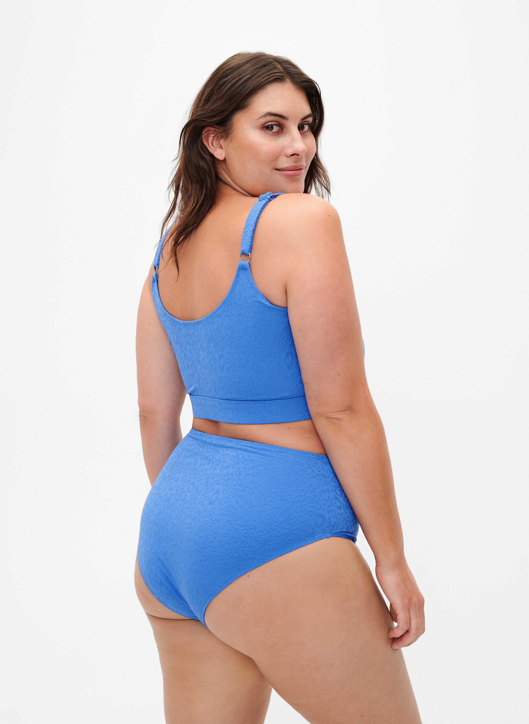 Zizzi Bas de bikini &agrave; taille haute motif l&eacute;opard, Bleu, Model image number 1