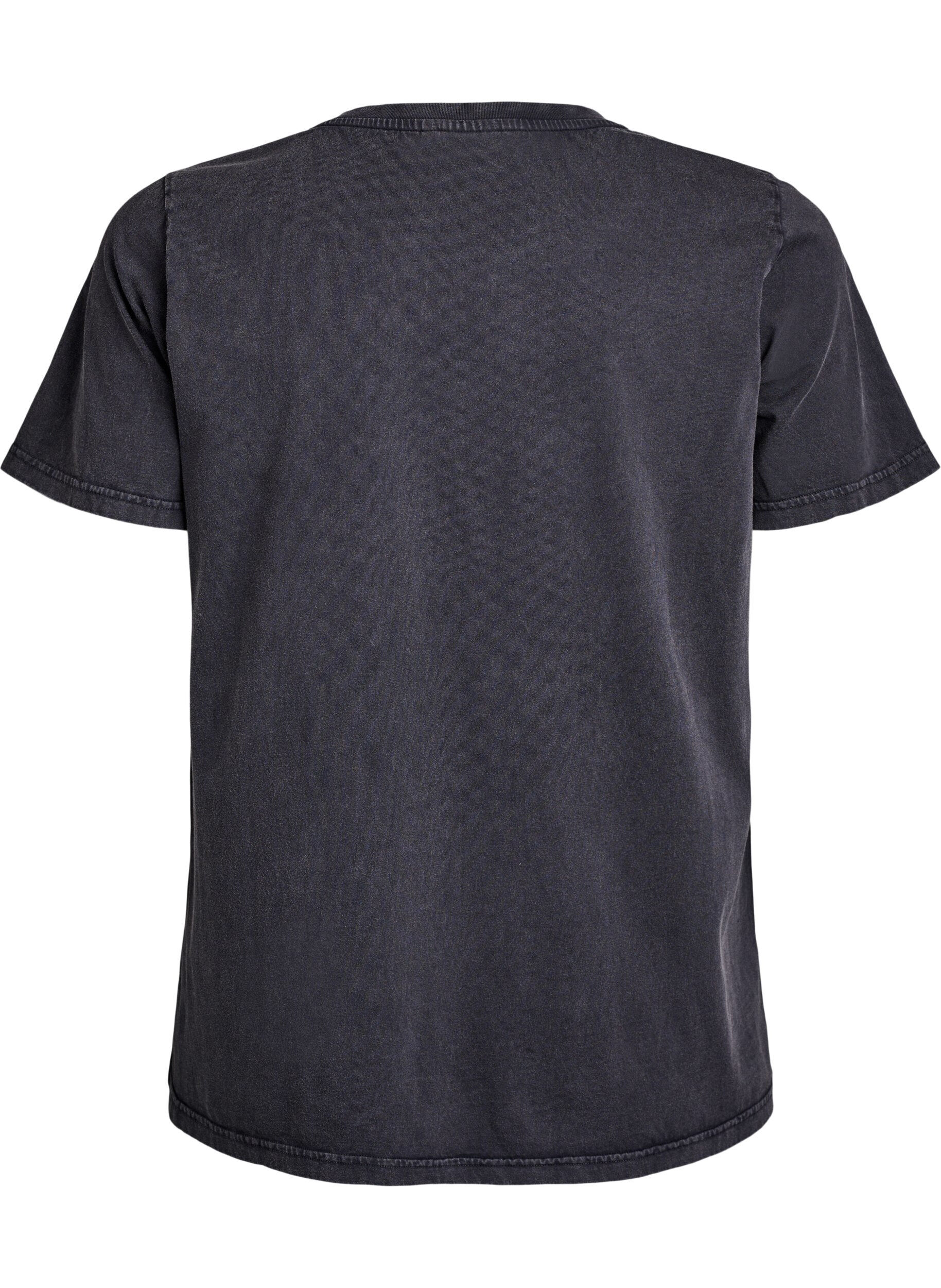 Zizzi T-shirt en coton bio avec imprim&eacute;, Gris anthracite, Packshot image number 1
