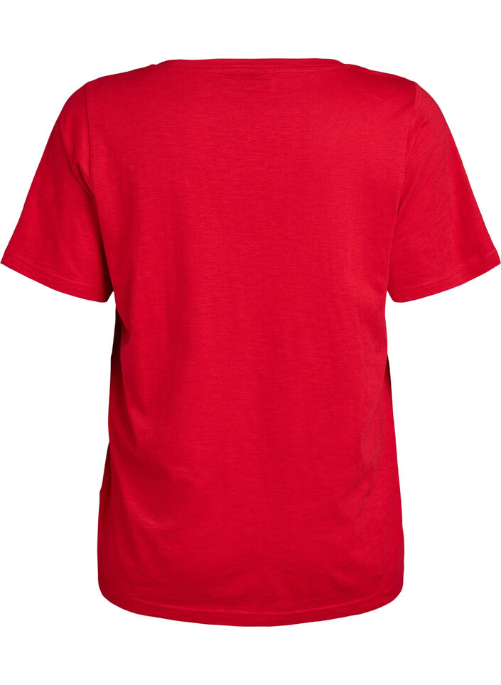 Basic t-shirt met korte mouwen en v-hals, Rood, Packshot image number 1