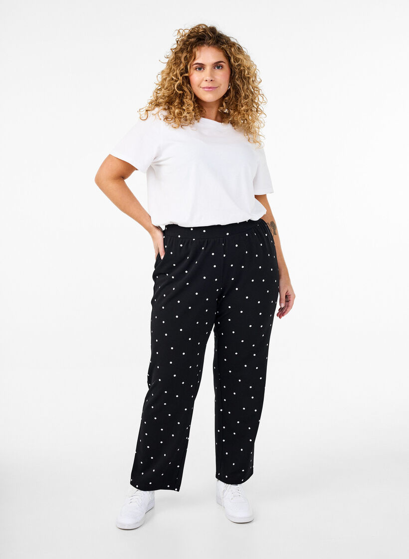 Broek met rechte pasvorm, Zwart, Model image number 0