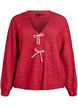 Gebreide cardigan met parelknopen, Rood, Packshot image number 0