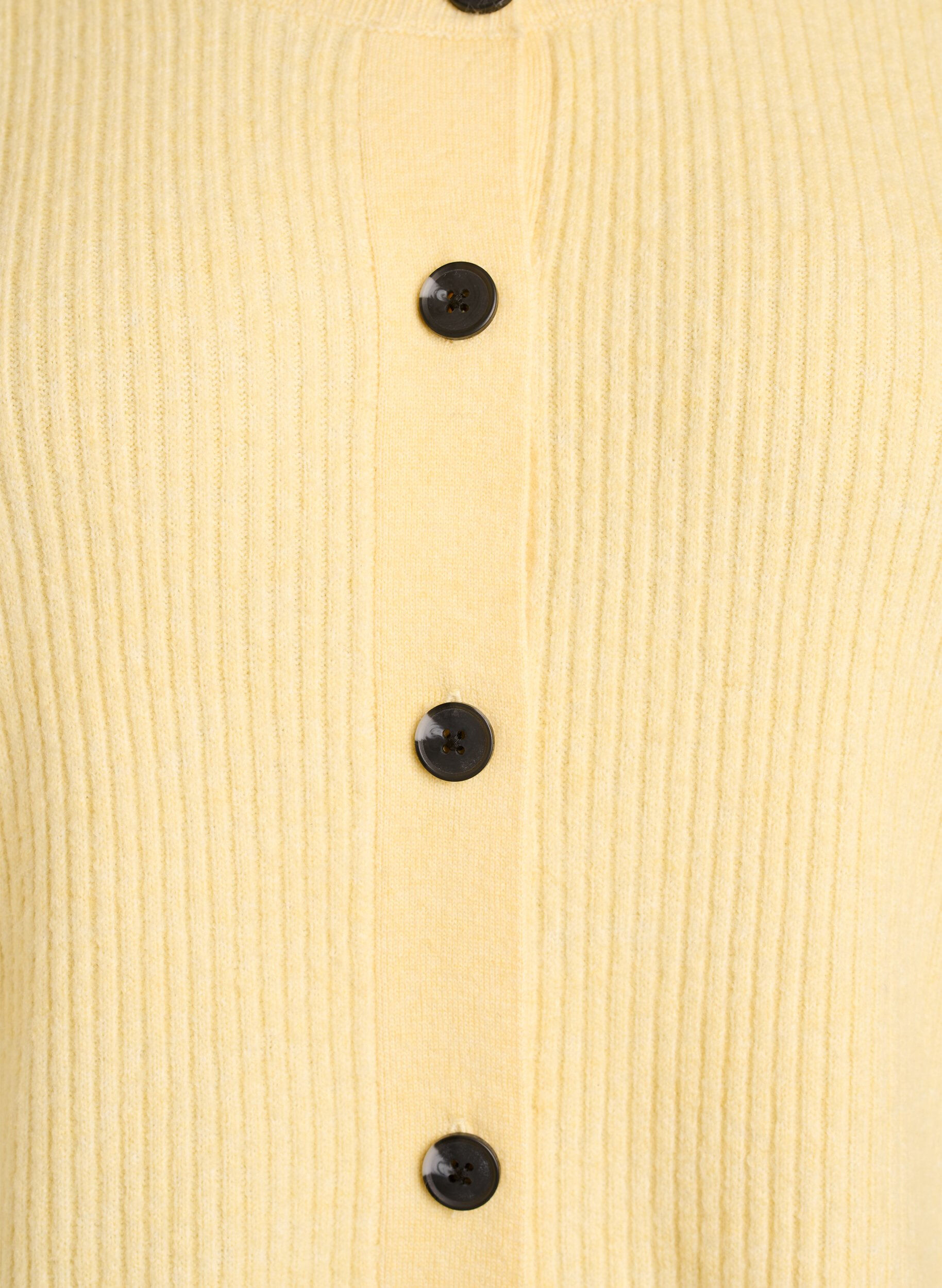 ZizziVest van ribtricot met knopen, Geel, Packshot image number 2