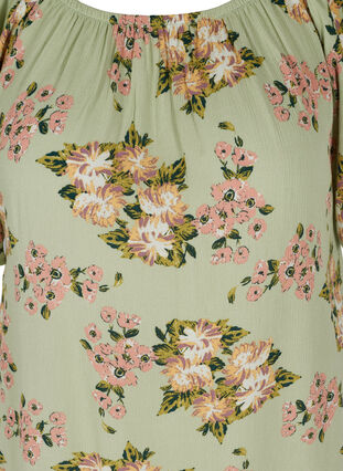 Blouse en viscose à manches courtes avec imprimé floral, Light Green April, Packshot image number 2
