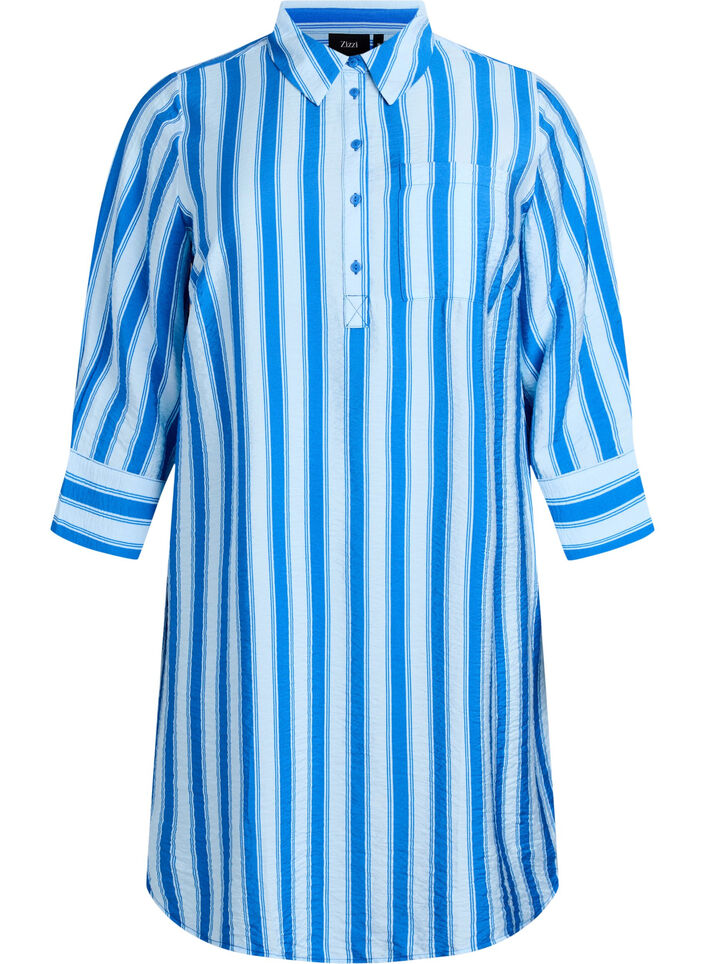 Robe courte avec col et poche poitrine, Bleu, Packshot image number 0