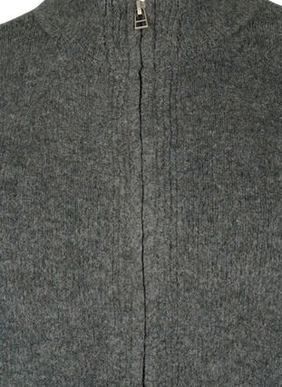 Gebreid vest met rits en zakken, Dark Grey Melange, Packshot image number 2