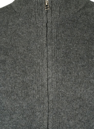 Cardigan en tricot avec fermeture éclair et poches, Dark Grey Melange, Packshot image number 2