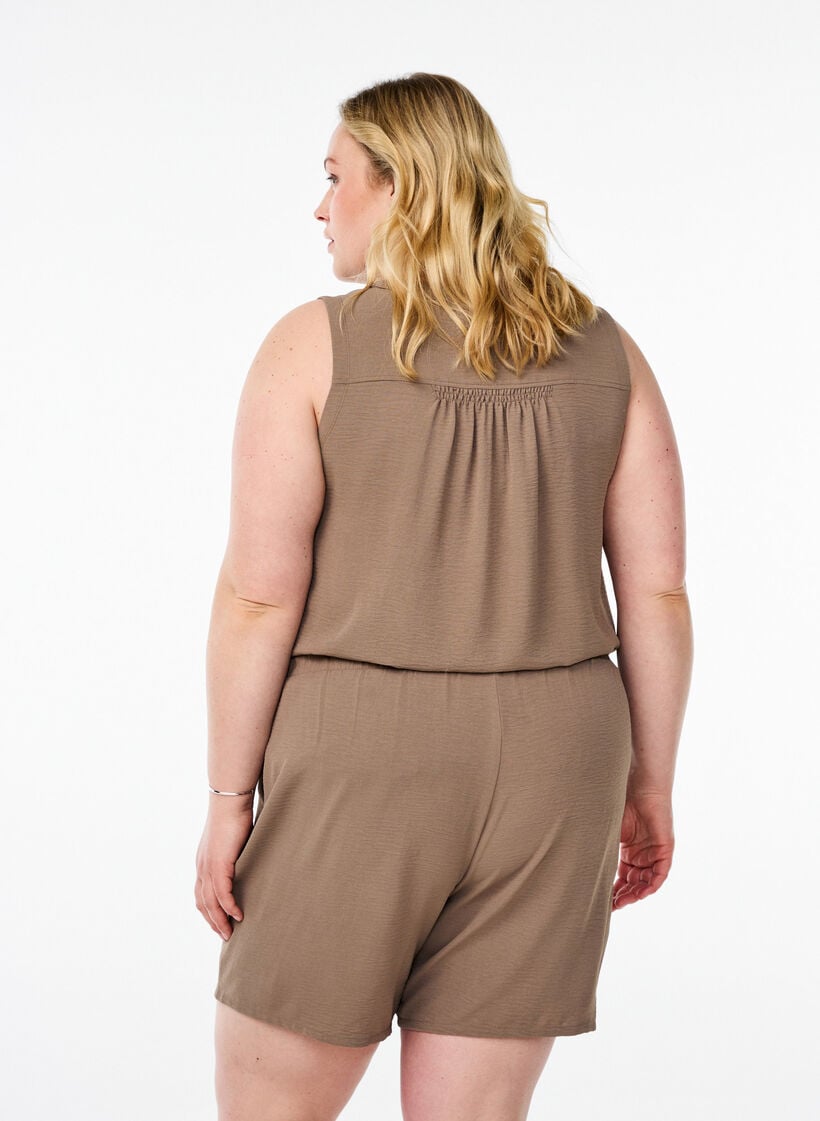 Korte broek met zakken en elastische tailleband, Bruin, Model image number 2
