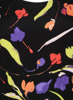 Viscose blouse met print en 3/4 mouwen, Faded Tulip AOP, Packshot image number 2
