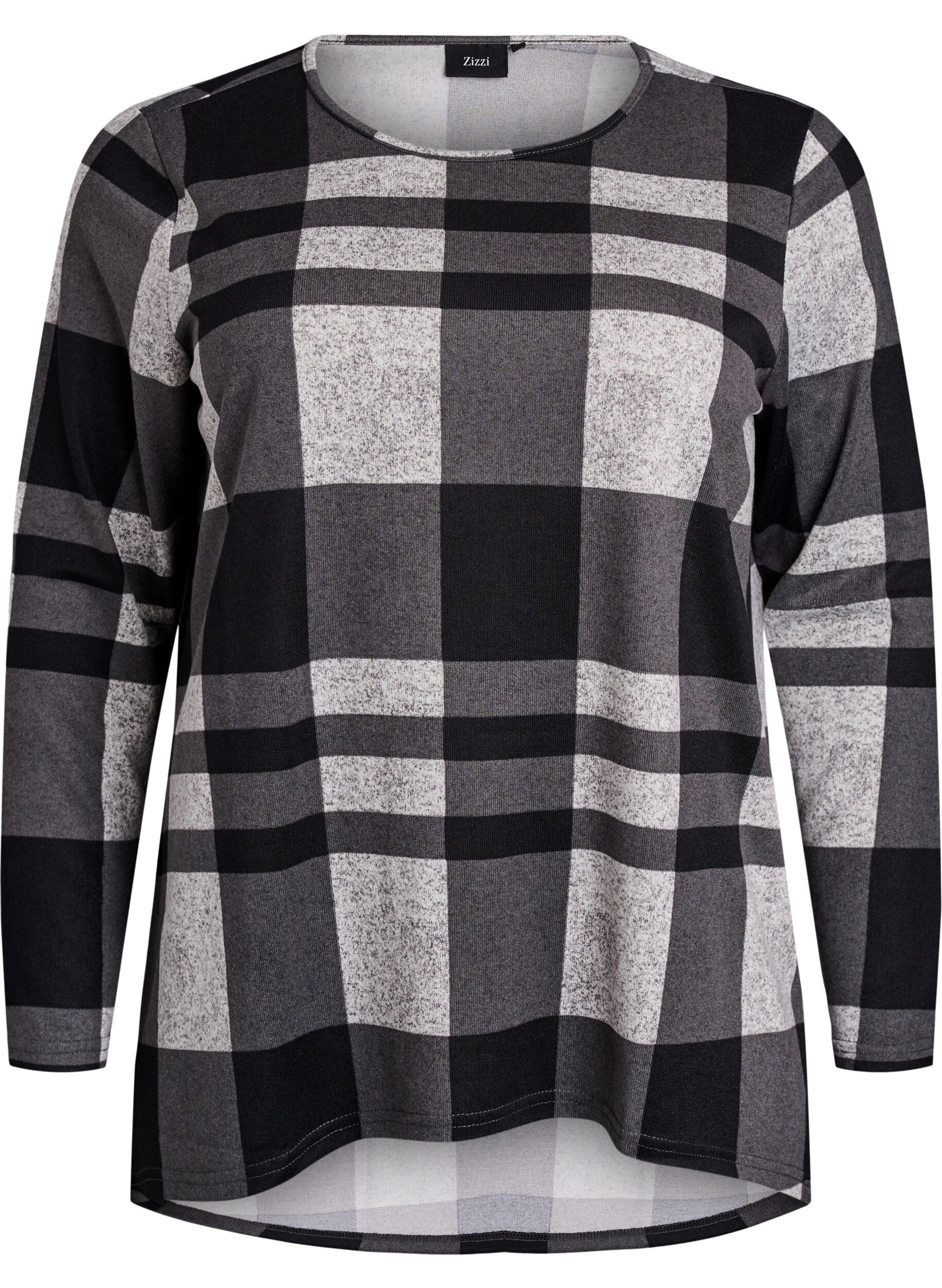 ZizziGedessineerde blouse met lange mouwen, Grijs, Packshot image number 0