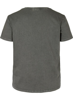 T-shirt met acid wash, korte mouwen en print, Dark grey acid wash, Packshot image number 1