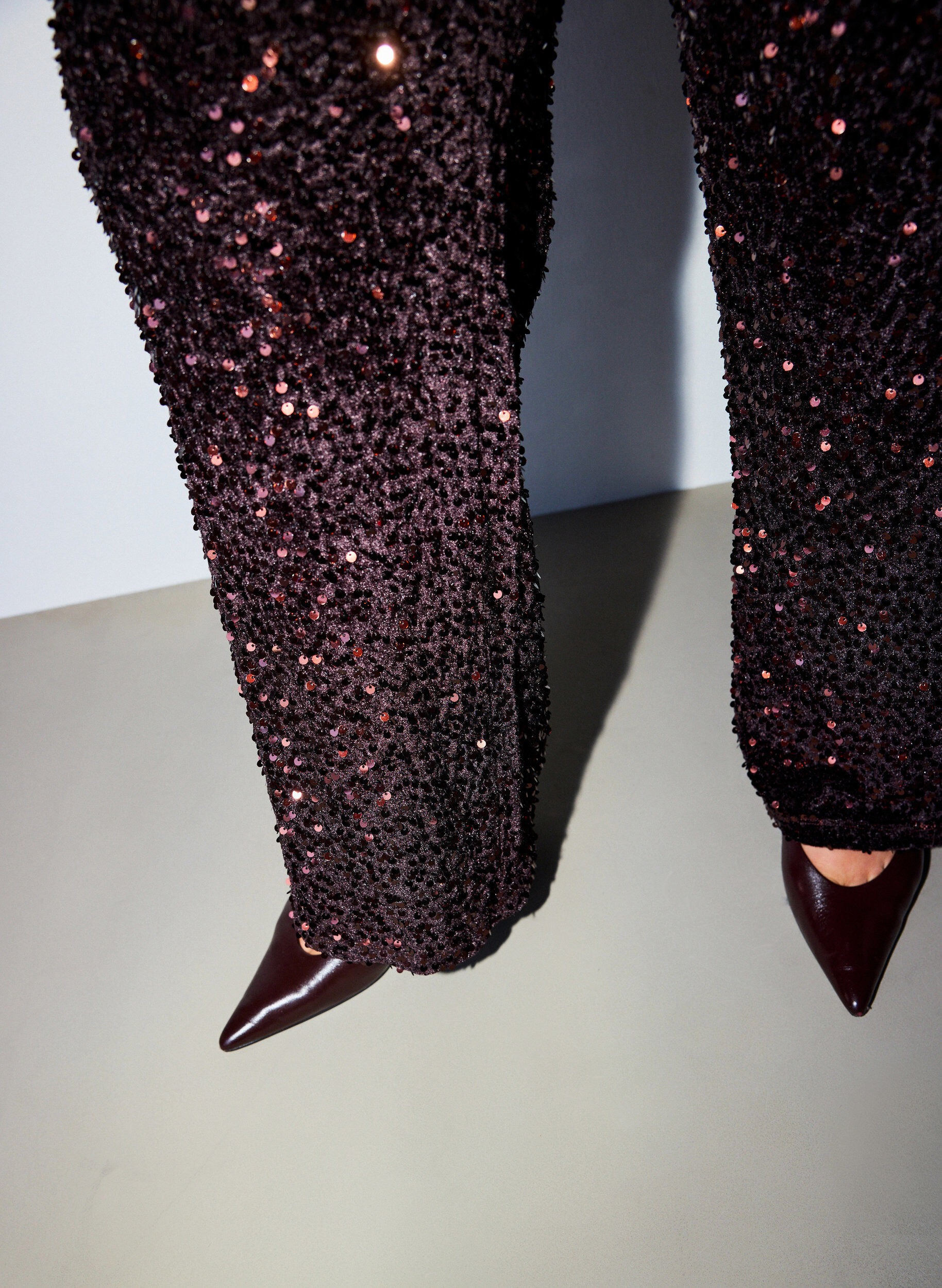 ZizziPantalon &agrave; coupe ample avec sequins, Marron, Model image number 3