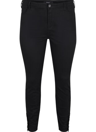 Cropped Amy jeans met knopen, Black, Packshot image number 0