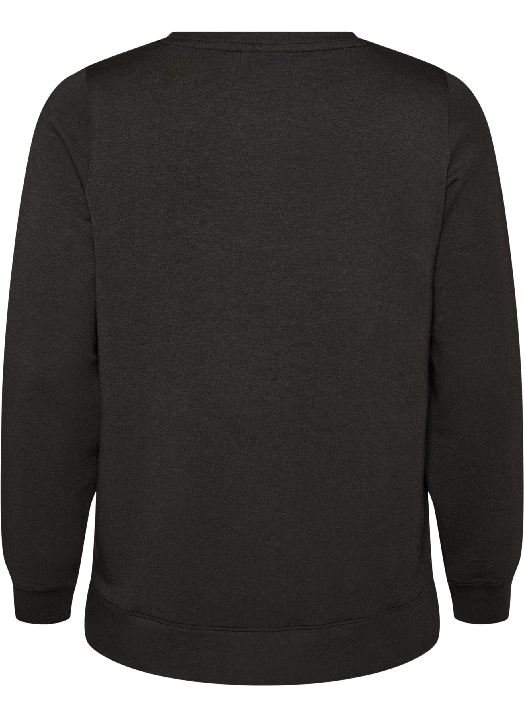 ZizziBlouse en jersey &agrave; manches longues et col rond, Noir, Packshot image number 1