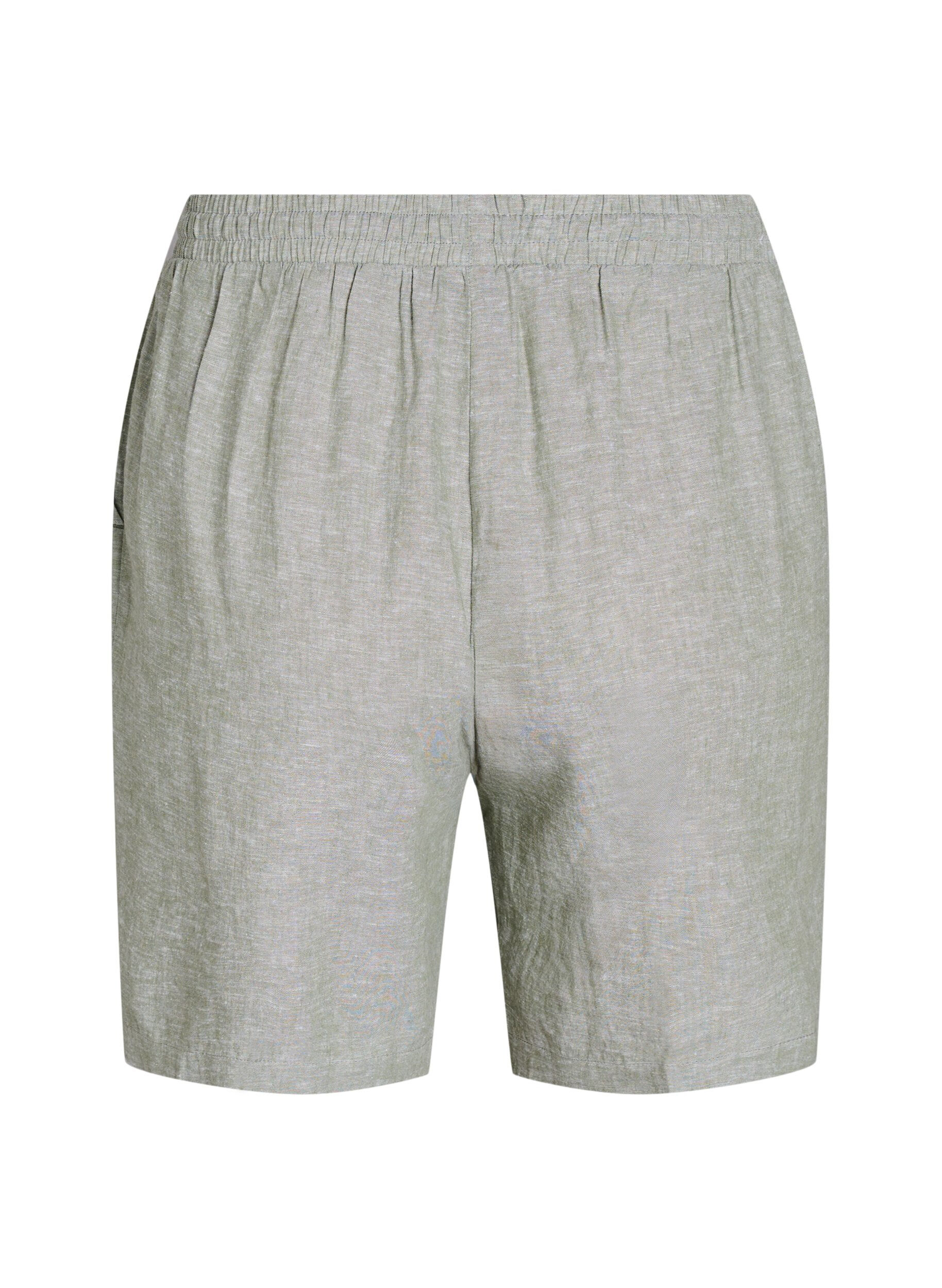 ZizziLosse shorts van linnen en viscose, Groen, Packshot image number 1