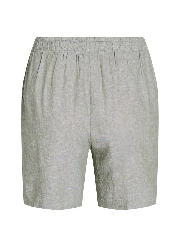 Losse shorts van linnen en viscose, Groen, Packshot image number 1