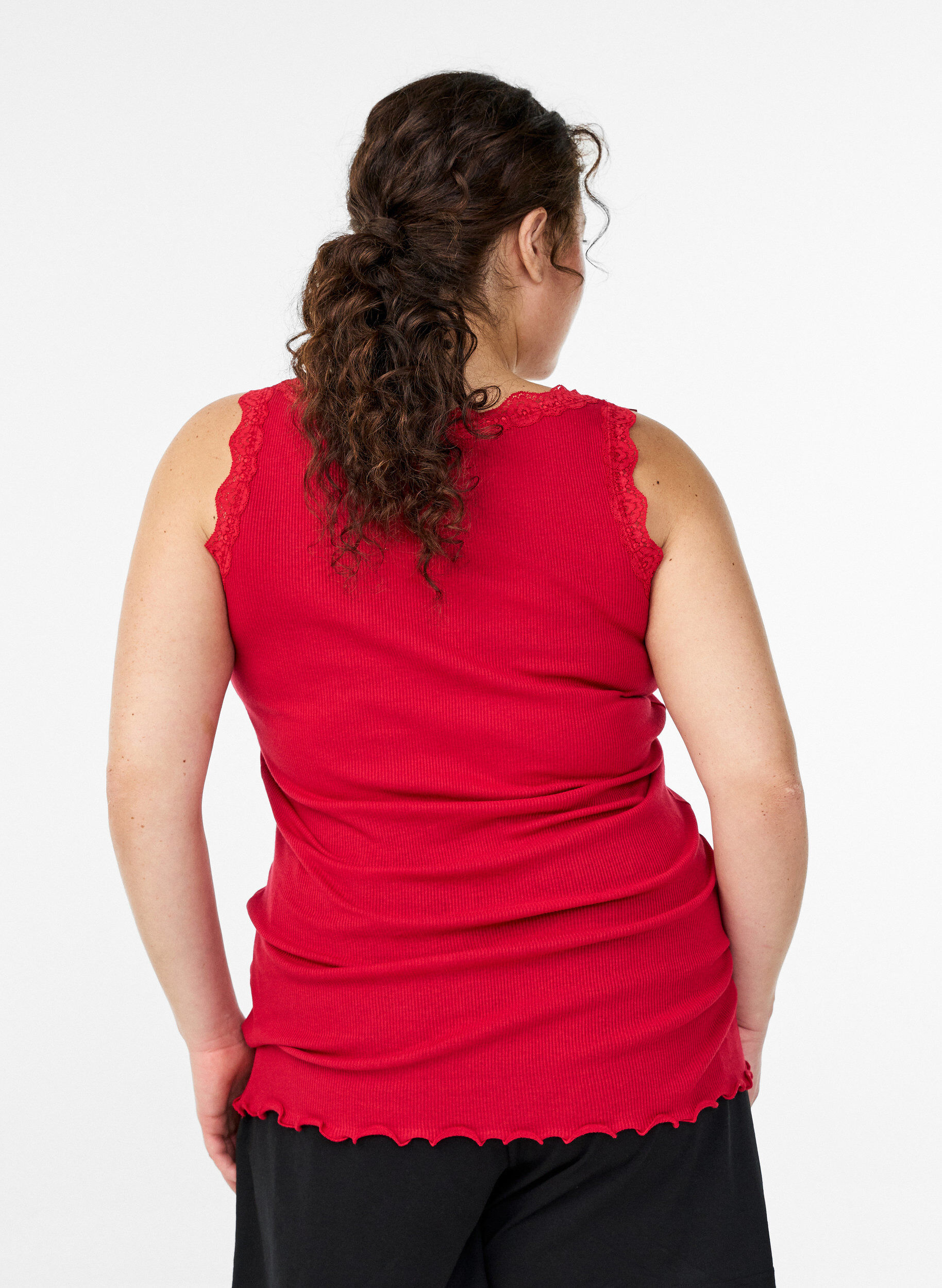 ZizziTop met kanten afwerking, Rood, Model image number 2