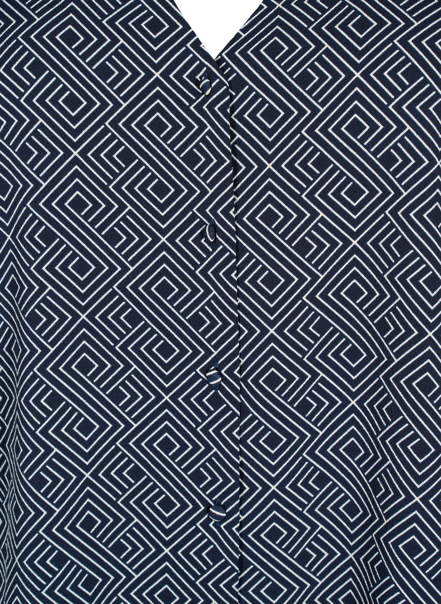 ZizziBlouse avec col en V et imprim&eacute;, Navy Graphic AOP, Packshot image number 2
