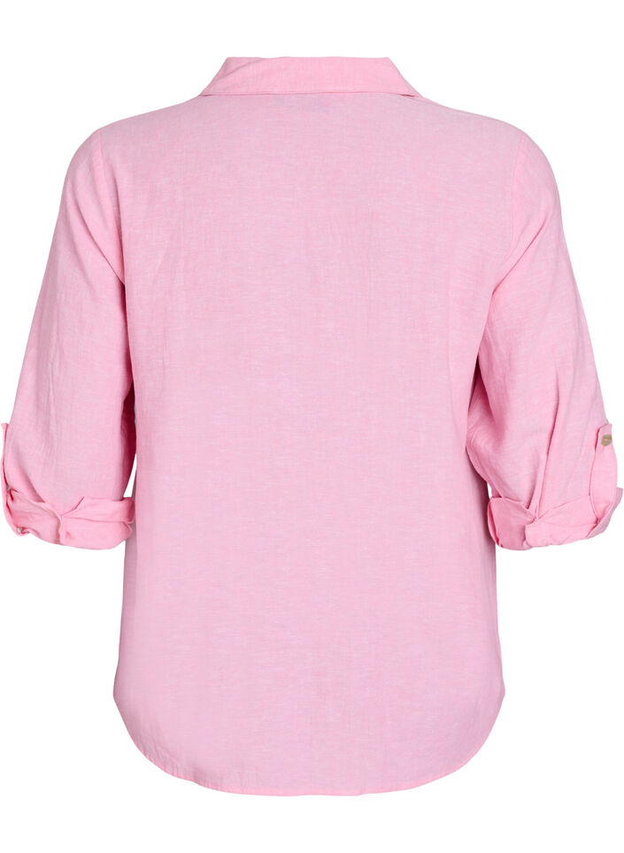 Chemise en lin et viscose avec manches 3/4, Rose, Packshot image number 1