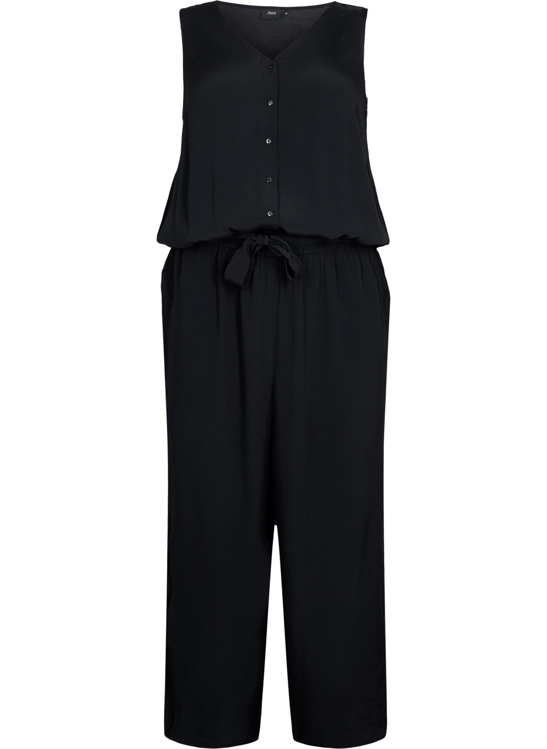 ZizziMouwloze jumpsuit van viscose, Black, Packshot image number 0
