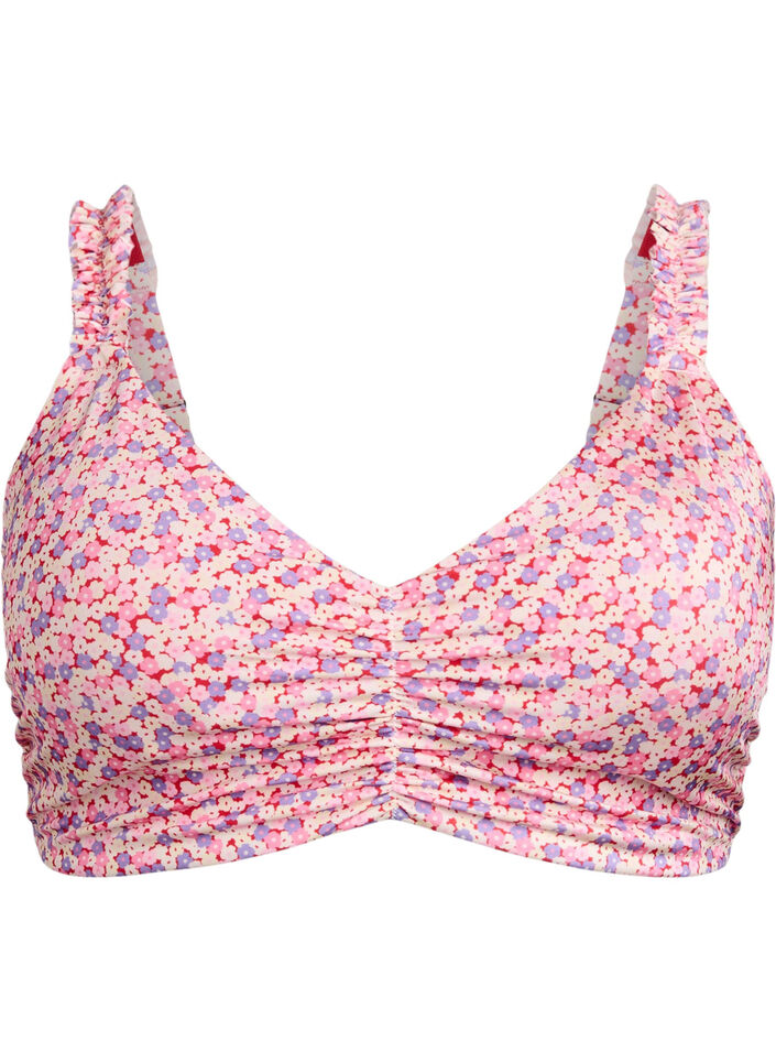 Gestreepte bikinitop met afneembare vulling, Roze, Packshot image number 0