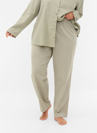 Pantalon en coton avec structure, Seagrass , Model image number 2