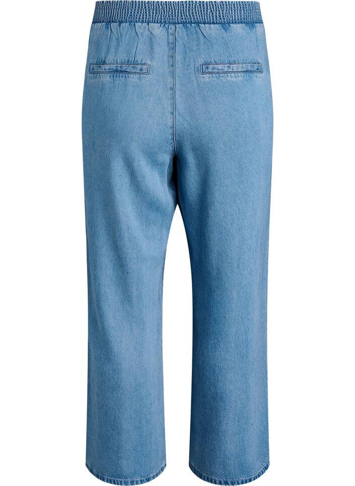 Pantalon large en lyocell aspect denim, Bleu Clair, Packshot image number 1