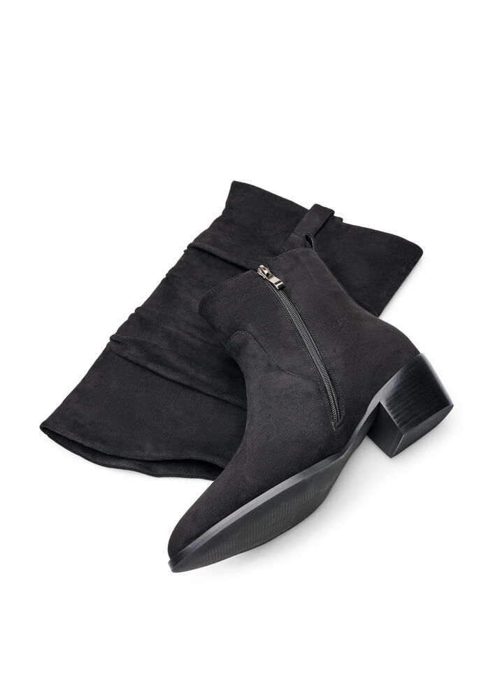 Botte haute en su&eacute;dine avec tige amovible, Noir, Packshot image number 2