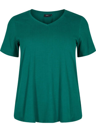 T-shirt en coton uni basique, Evergreen, Packshot image number 0