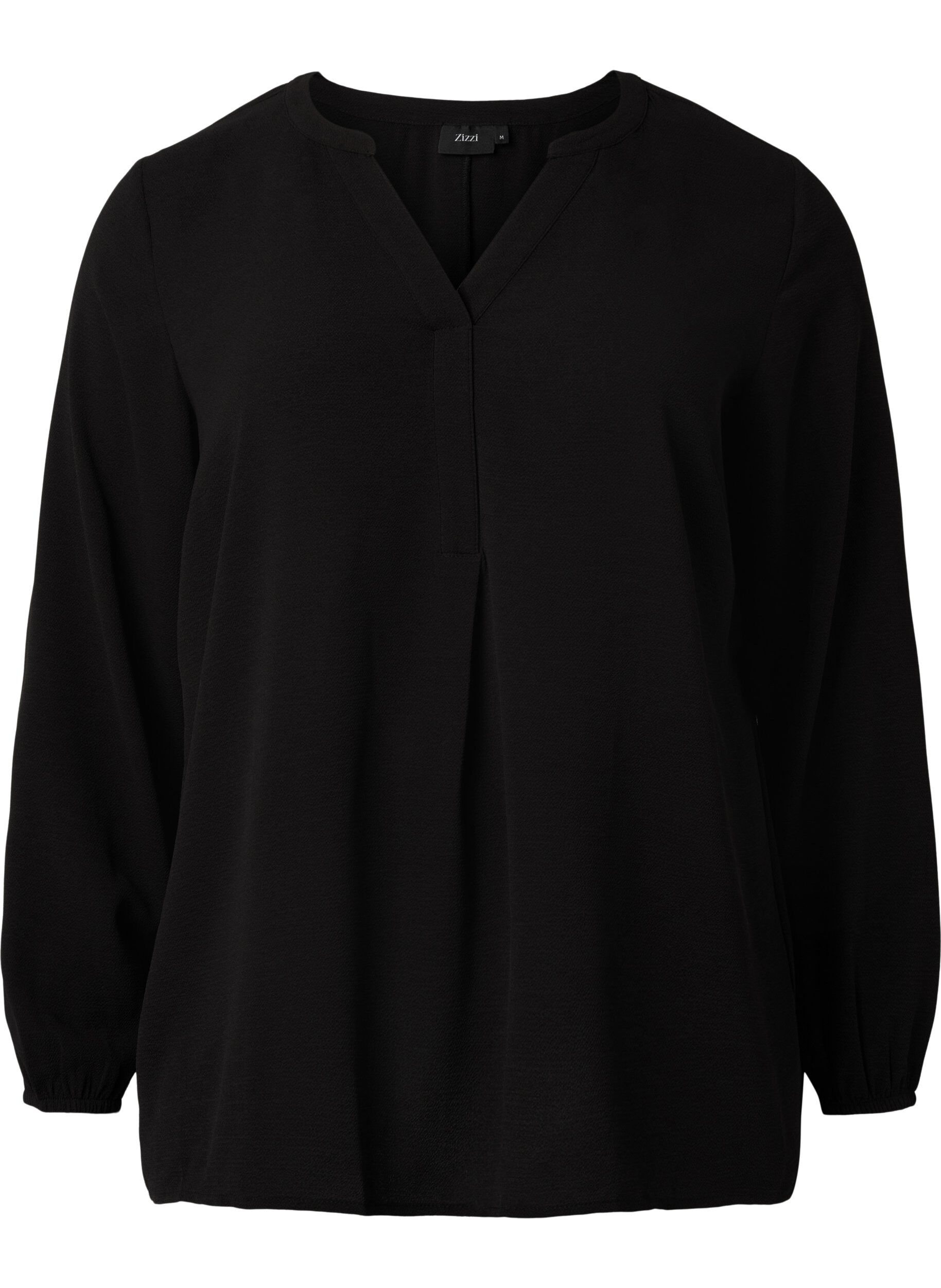 ZizziEffen blouse met v-hals, Black, Packshot image number 0