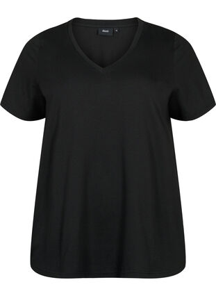 T-shirt met korte mouwen en v-hals, Black, Packshot image number 0