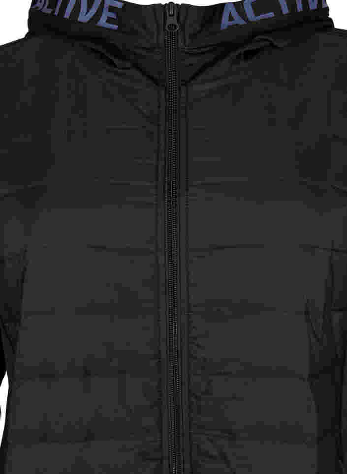 Sportief vest met quilt en capuchon, Black, Packshot image number 2