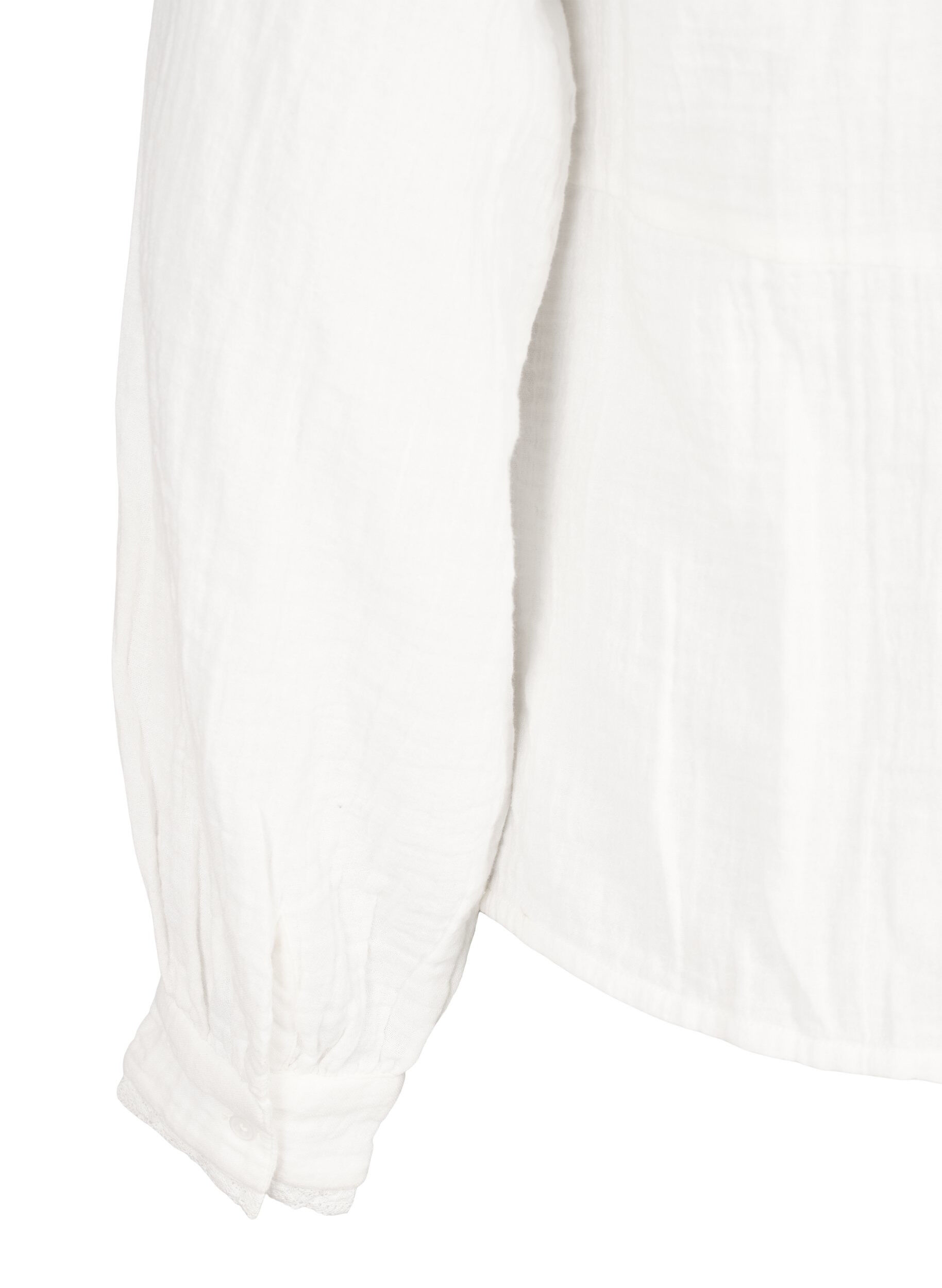 Zizzi Chemise blouse en mousseline de coton avec d&eacute;tails en crochet, Vanille, Packshot image number 3