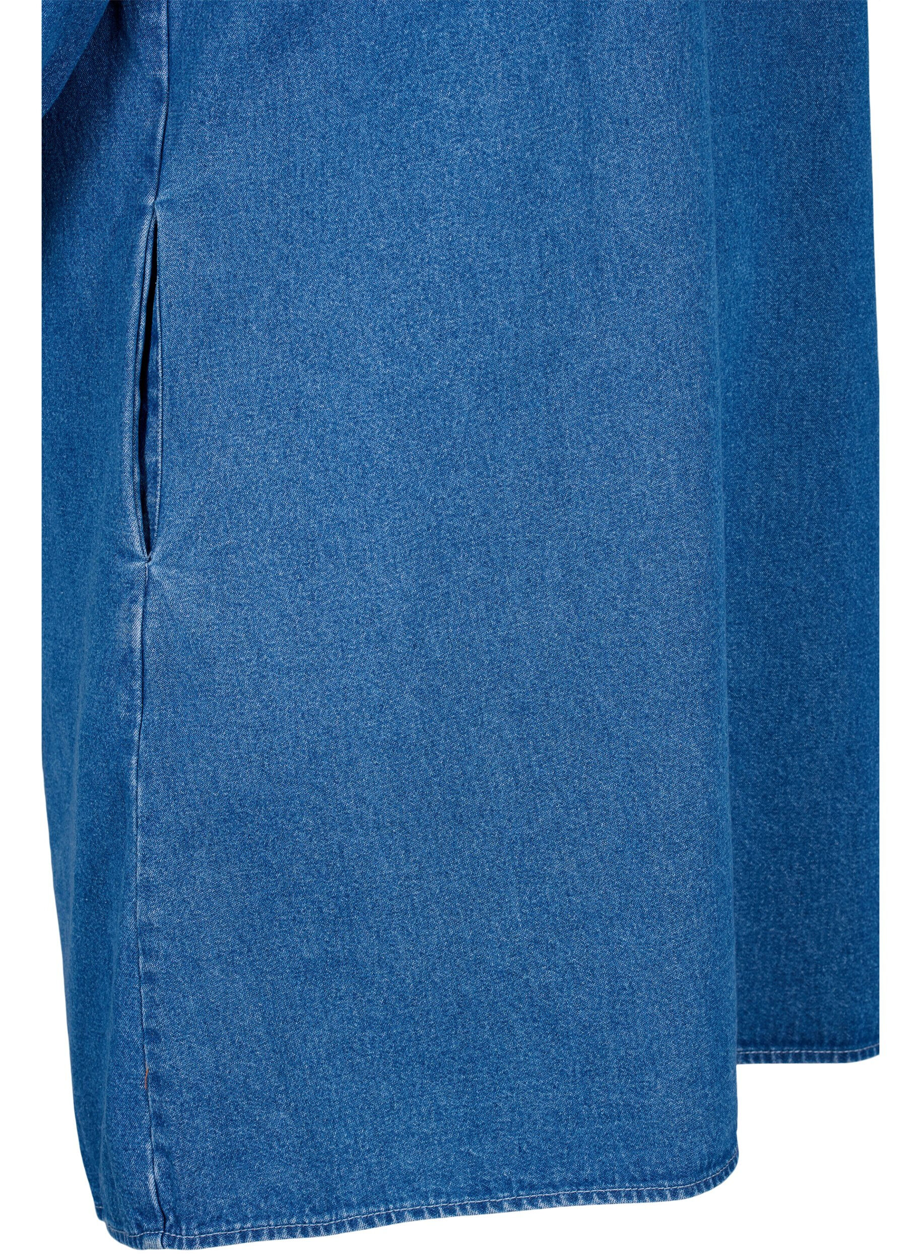 ZizziTuniek in denim met v-snit, Medium Blue Denim, Packshot image number 3