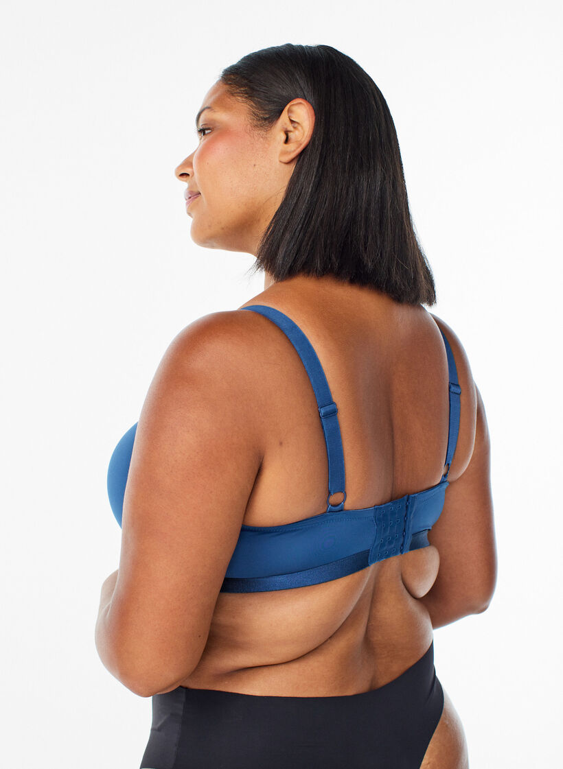 Soutien-gorge moulé avec maille, Bleu, Model image number 2